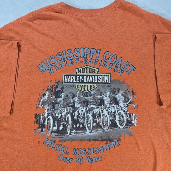 Harley-Davidson Other - Harley Davidson Mississippi Coast Biloxi, Mi Shirt Men 2xl Orange Biker Freedom